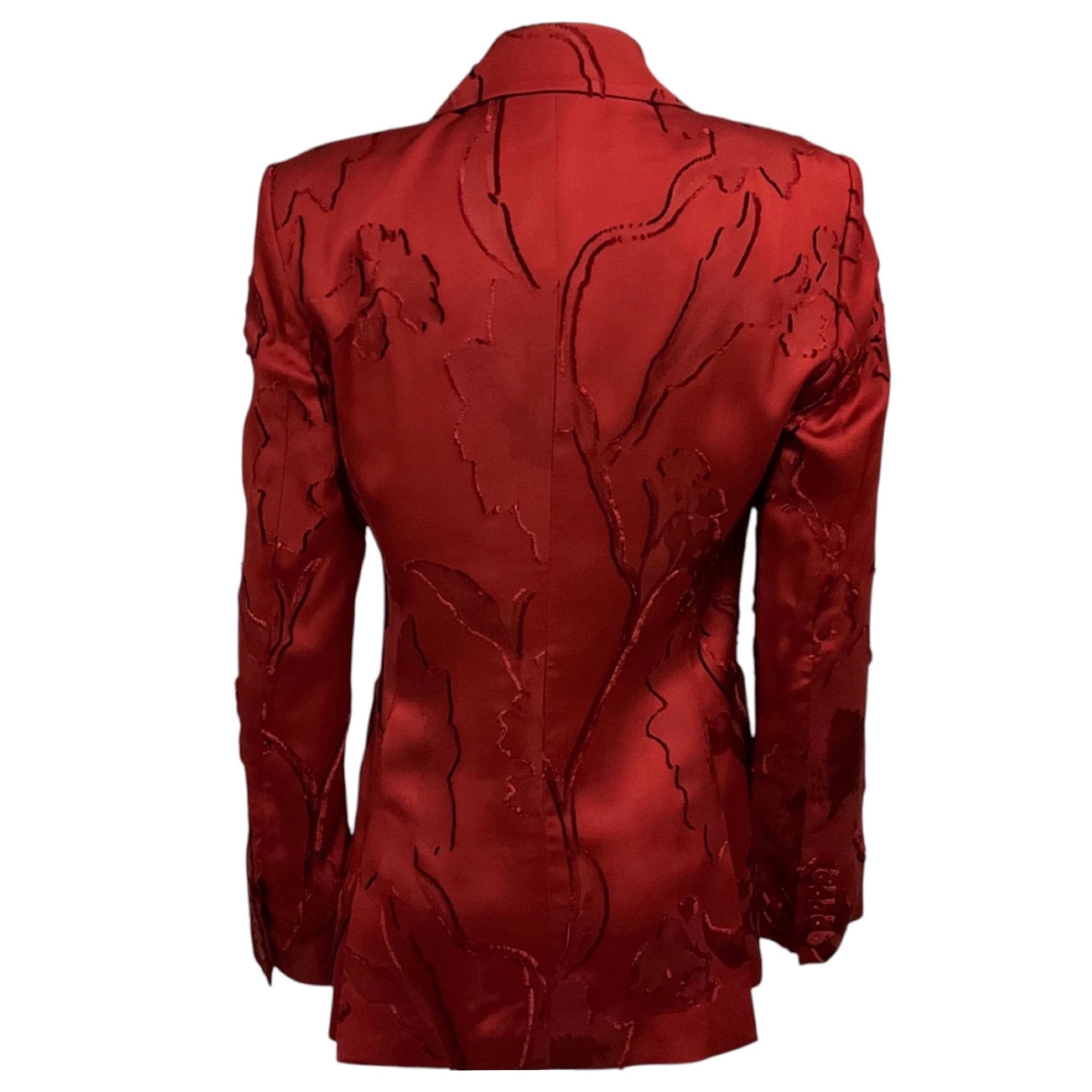 Elie Saab Luscious Red Double Breasted Jacquard Blazer