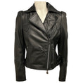 Load image into Gallery viewer, Maison Common Black Studded Moto Zip Leather Jacket with Hearts and Stars
