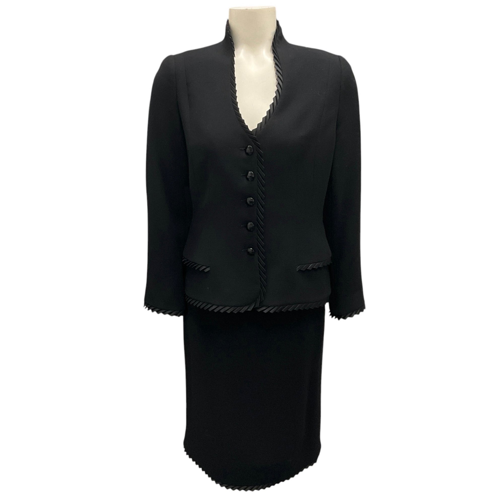 Escada Black Wool Jacket and Skirt Two-Piece Set