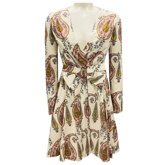 Giambattista Valli Ivory / Rose Bow Detail Paisley Printed Cotton Dress
