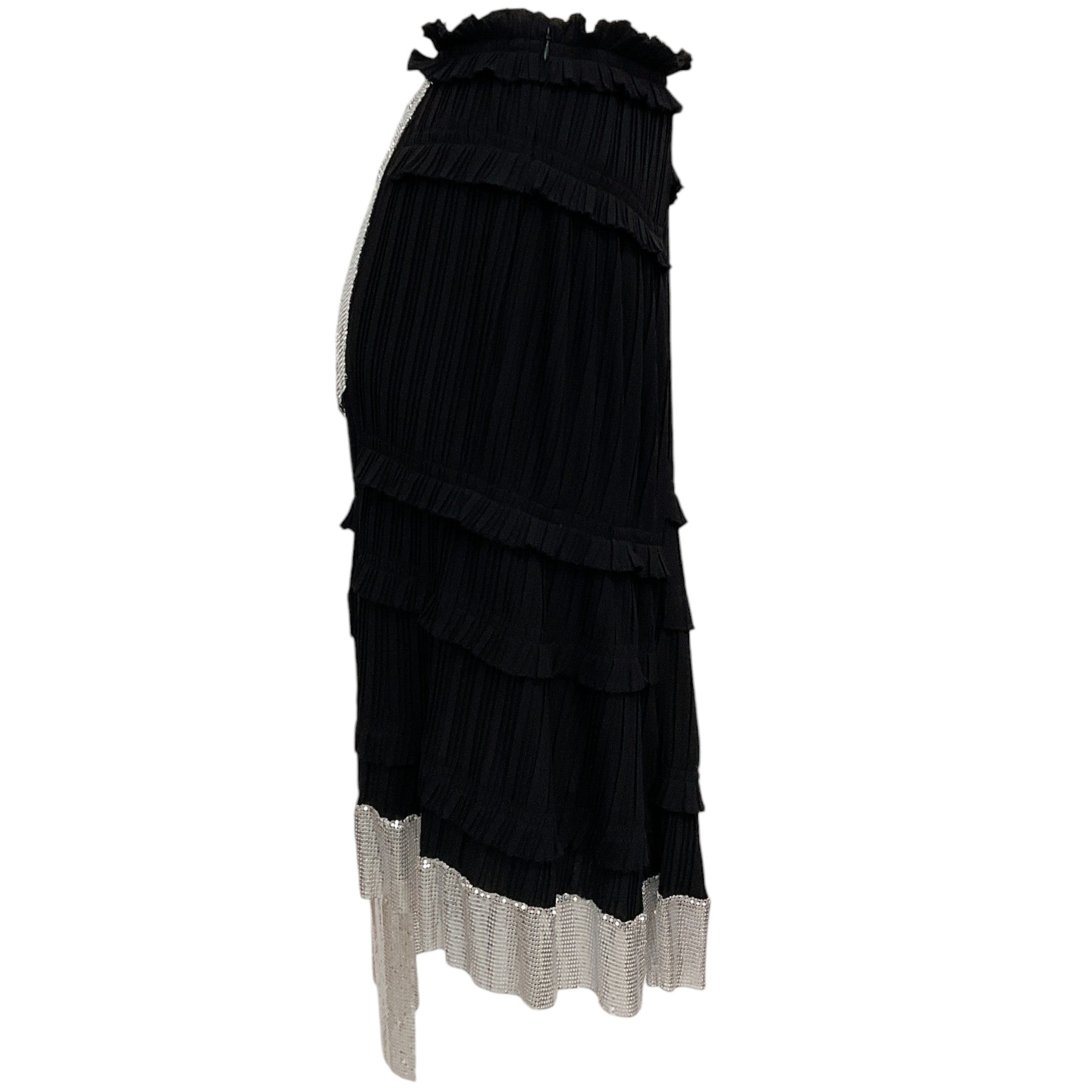 3.1 Phillip Lim Black Pleated Skirt with Silver Chainmail Detail