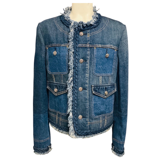 Junya Watanabe Blue Fringed Braided Trim Denim Jean Jacket