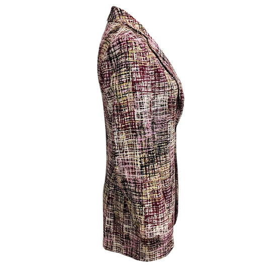 Chanel Boutique Vintage Purple / Olive Green Multi Classic Tweed Blazer Jacket with CC Logo Buttons