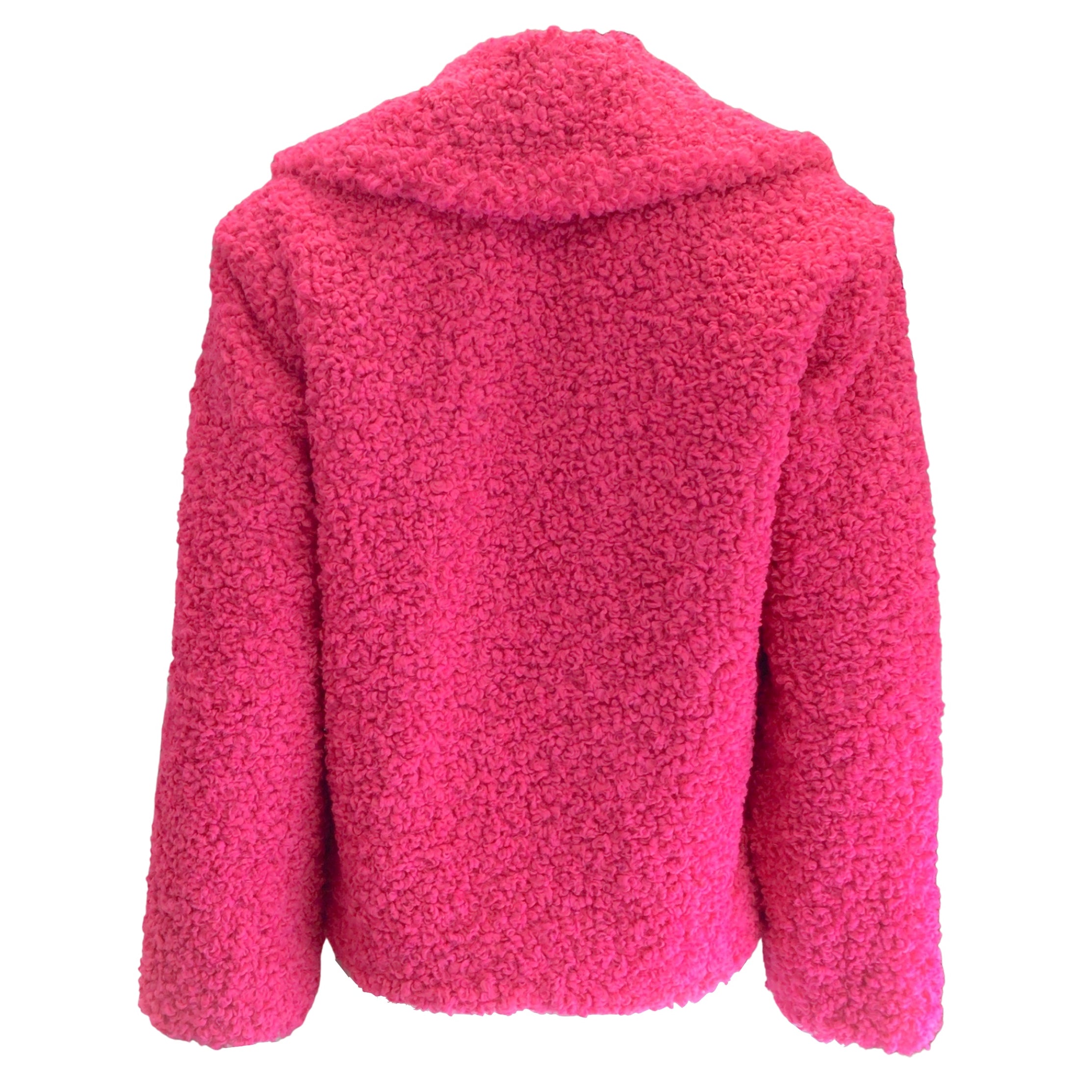 Alice + Olivia Bright Pink Thora Oversized Faux Fur Jacket