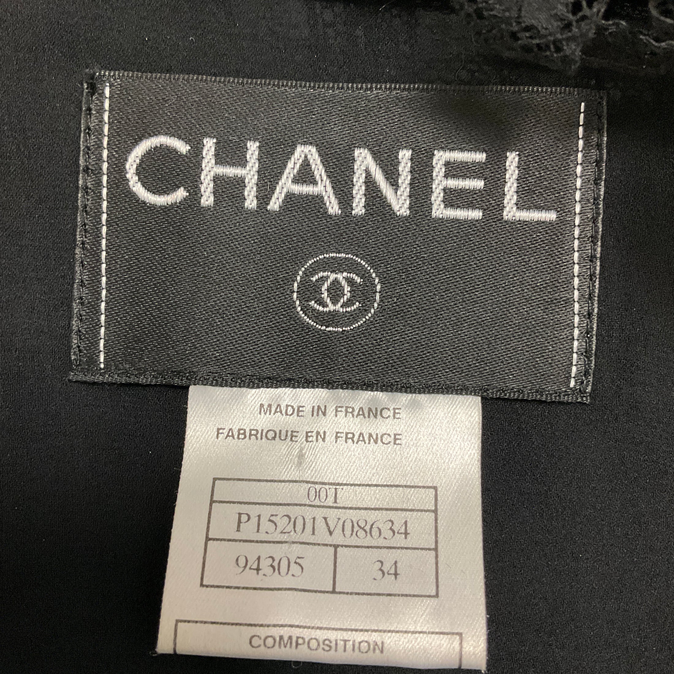 Chanel Black Vintage Cruise 2000 Collection Collarless Floral Lace Ribbon Tweed Cropped Jacket