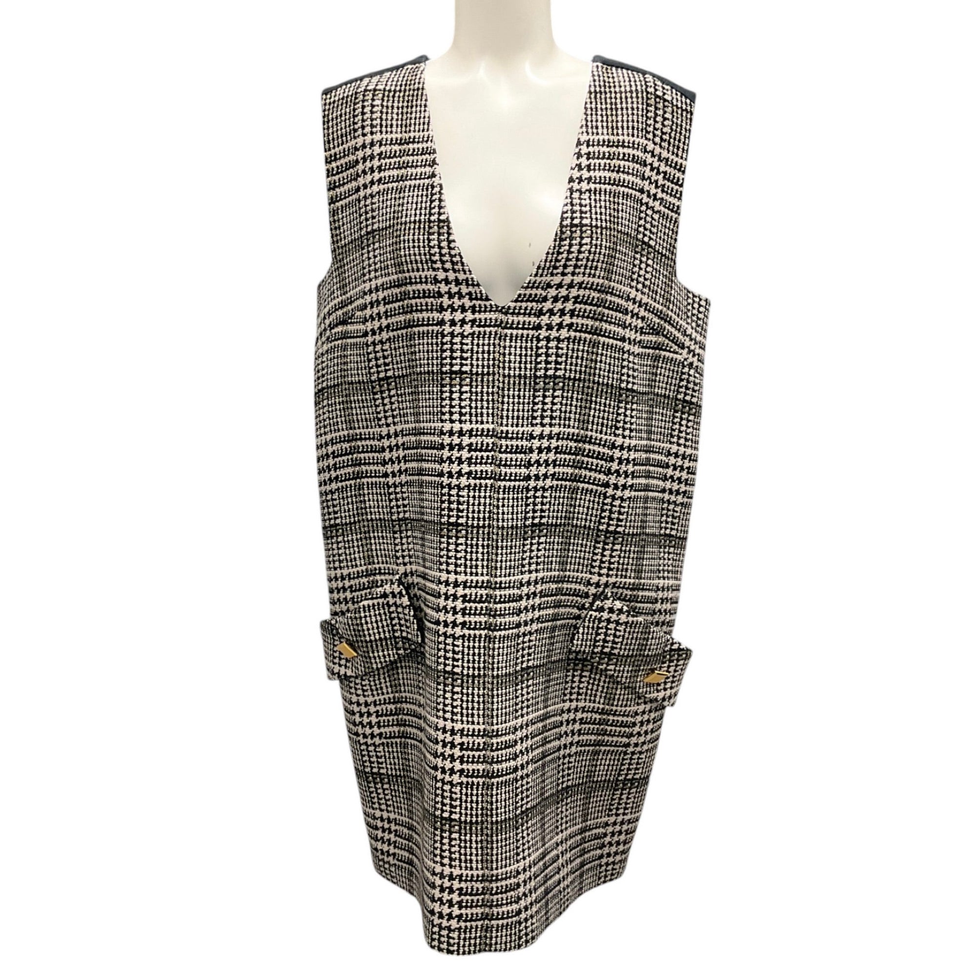 Emanuel Ungaro Black / Ivory Houndstooth Tweed Dress