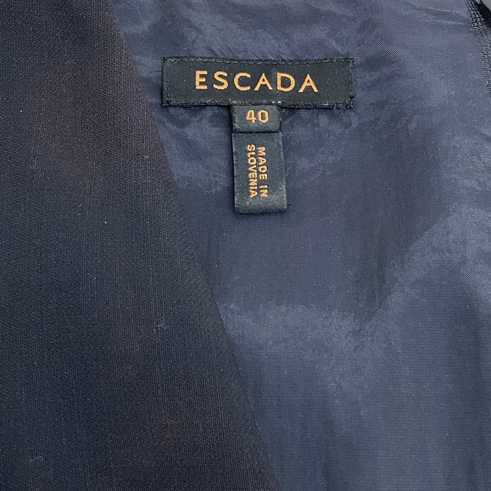 Escada Navy Blue / Ivory Embellished Dress