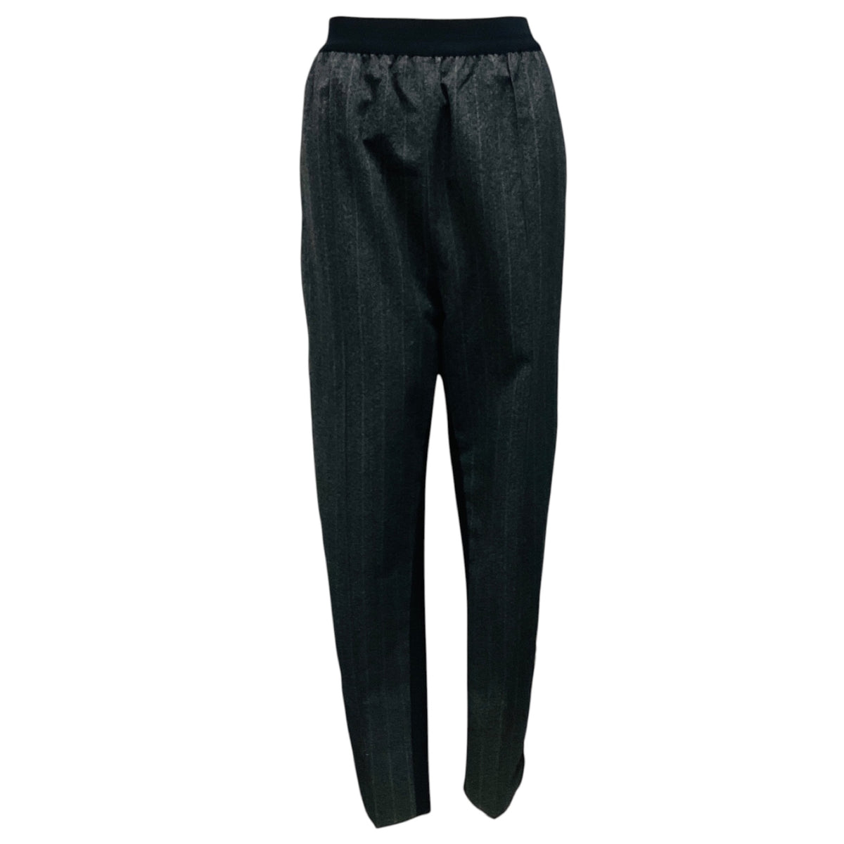 Celine Charcoal Grey / Black Pinstriped Wool Pants with Elastic Waist