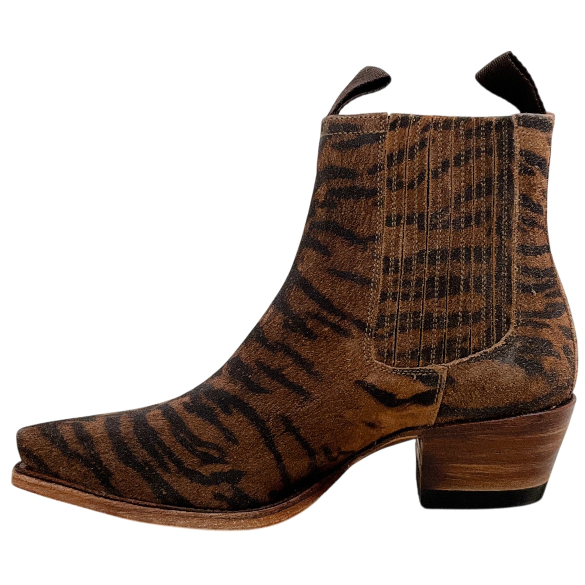 Ann Mashburn Brown Tiger Print Short Cowboy Booties