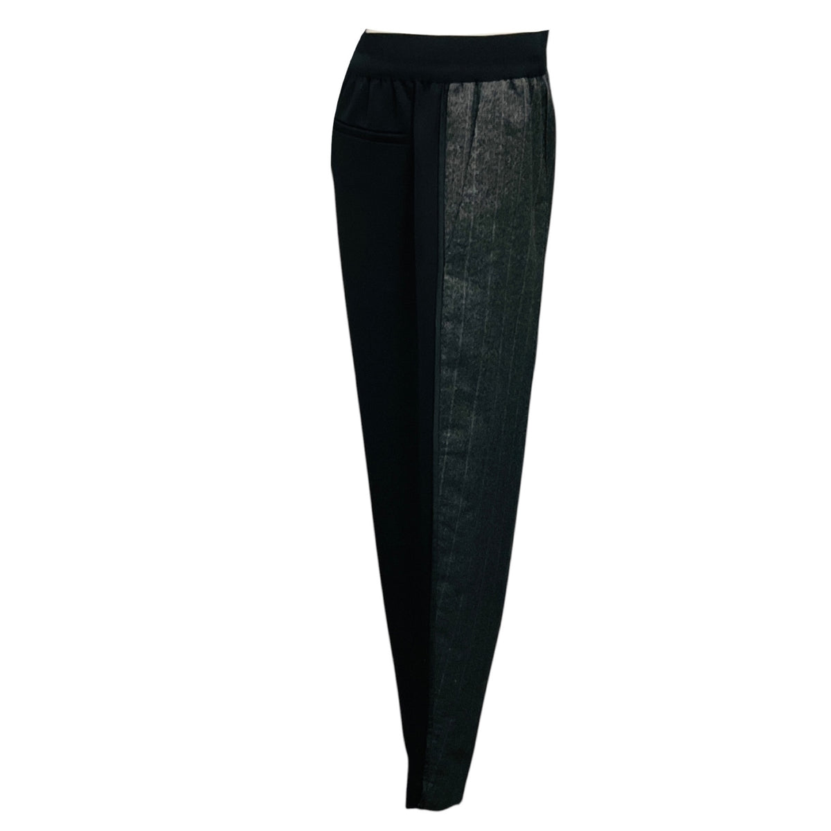 Celine Charcoal Grey / Black Pinstriped Wool Pants with Elastic Waist