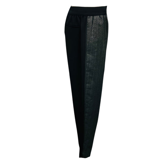 Celine Charcoal Grey / Black Pinstriped Wool Pants with Elastic Waist