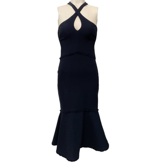 Cinq a Sept Navy Blue Sleeveless Dress with Fringe
