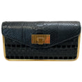 Load image into Gallery viewer, Chloe Black Leather / Suede / Snake Woven Clutch

