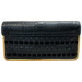 Load image into Gallery viewer, Chloe Black Leather / Suede / Snake Woven Clutch

