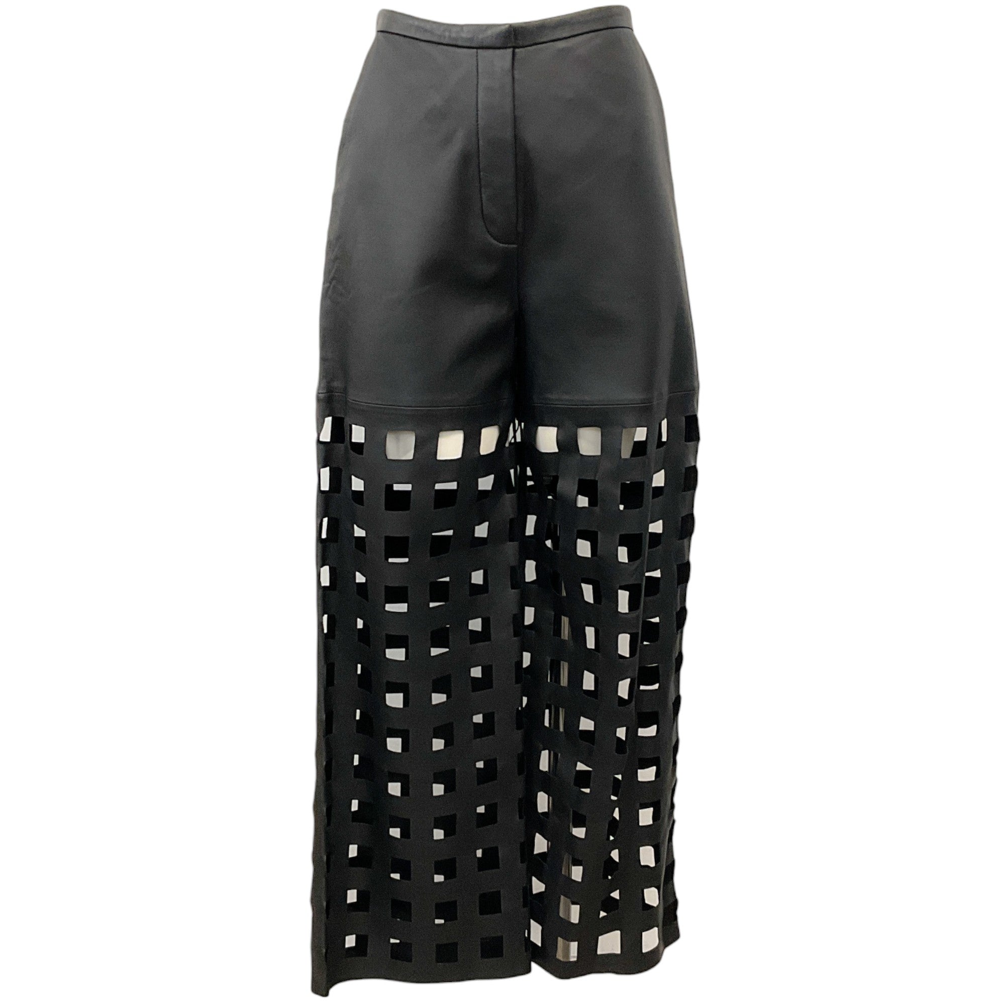 By Malene Birger Black Leather Pants with Square Cut Outs
