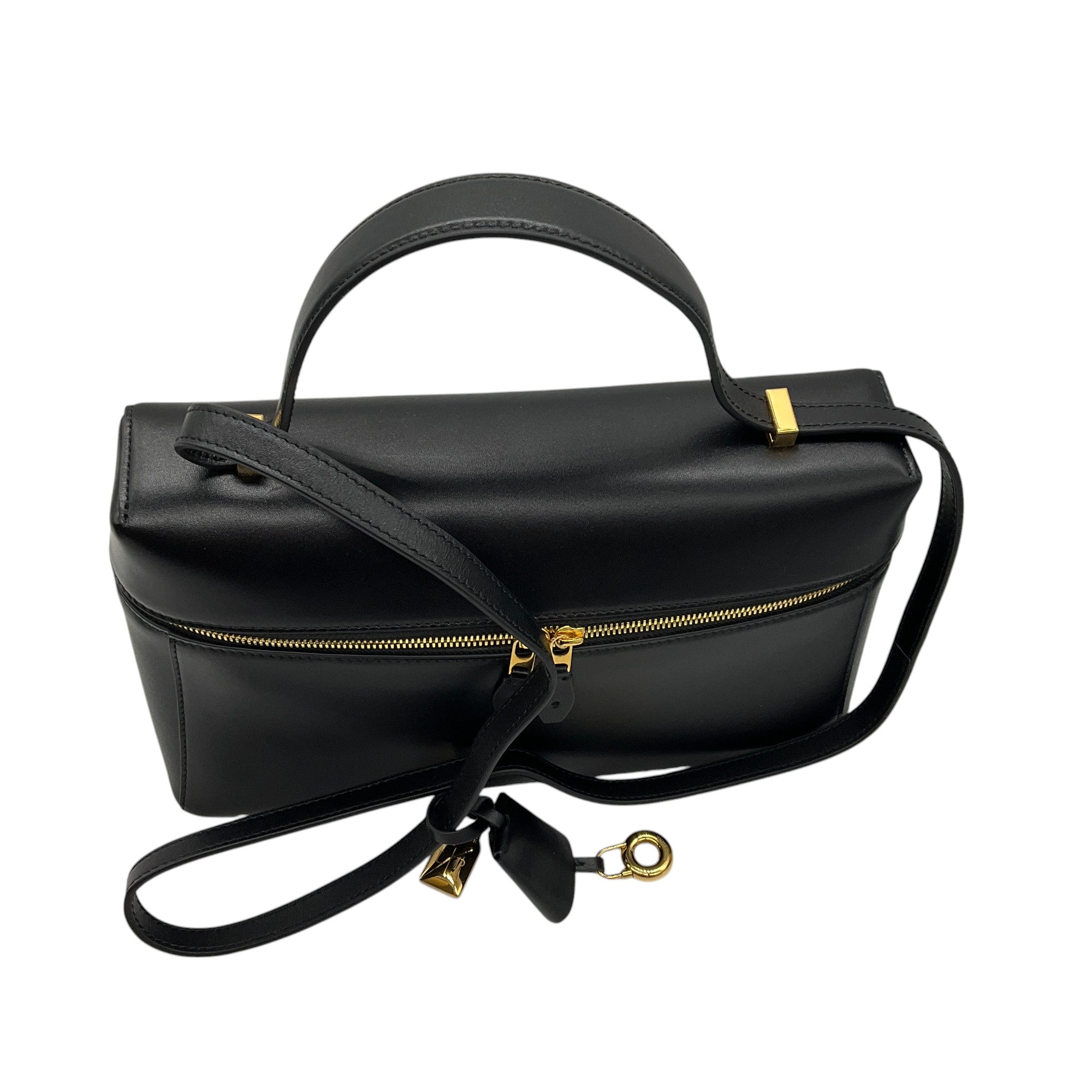 Loro Piana Black Extra Pocket L27 Tender Calfskin Leather Handbag