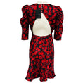 Load image into Gallery viewer, Saloni Black / Red Carmine Poppy Stamped Satin Colette Short Dress
