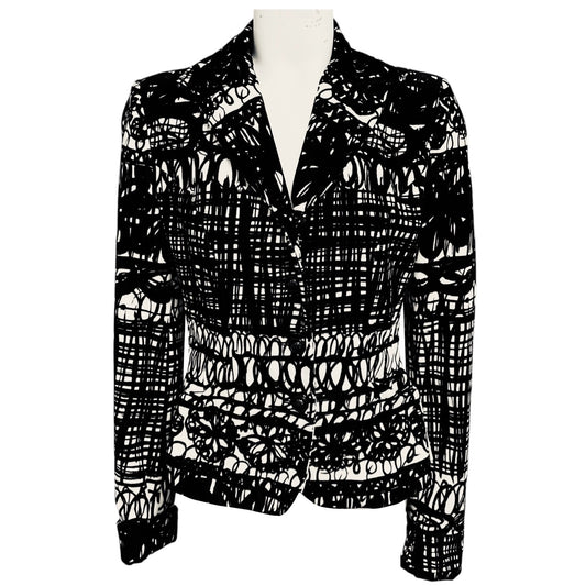 Moschino Cheap and Chic Black / White Patterned Velvet Blazer