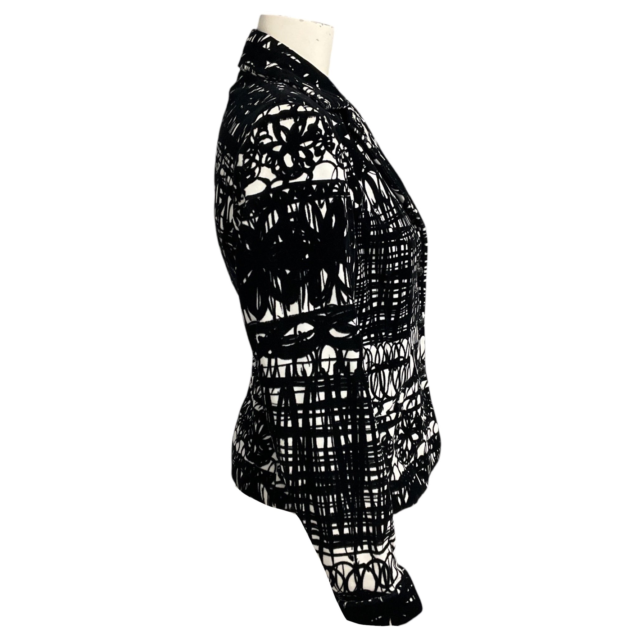 Moschino Cheap and Chic Black / White Patterned Velvet Blazer