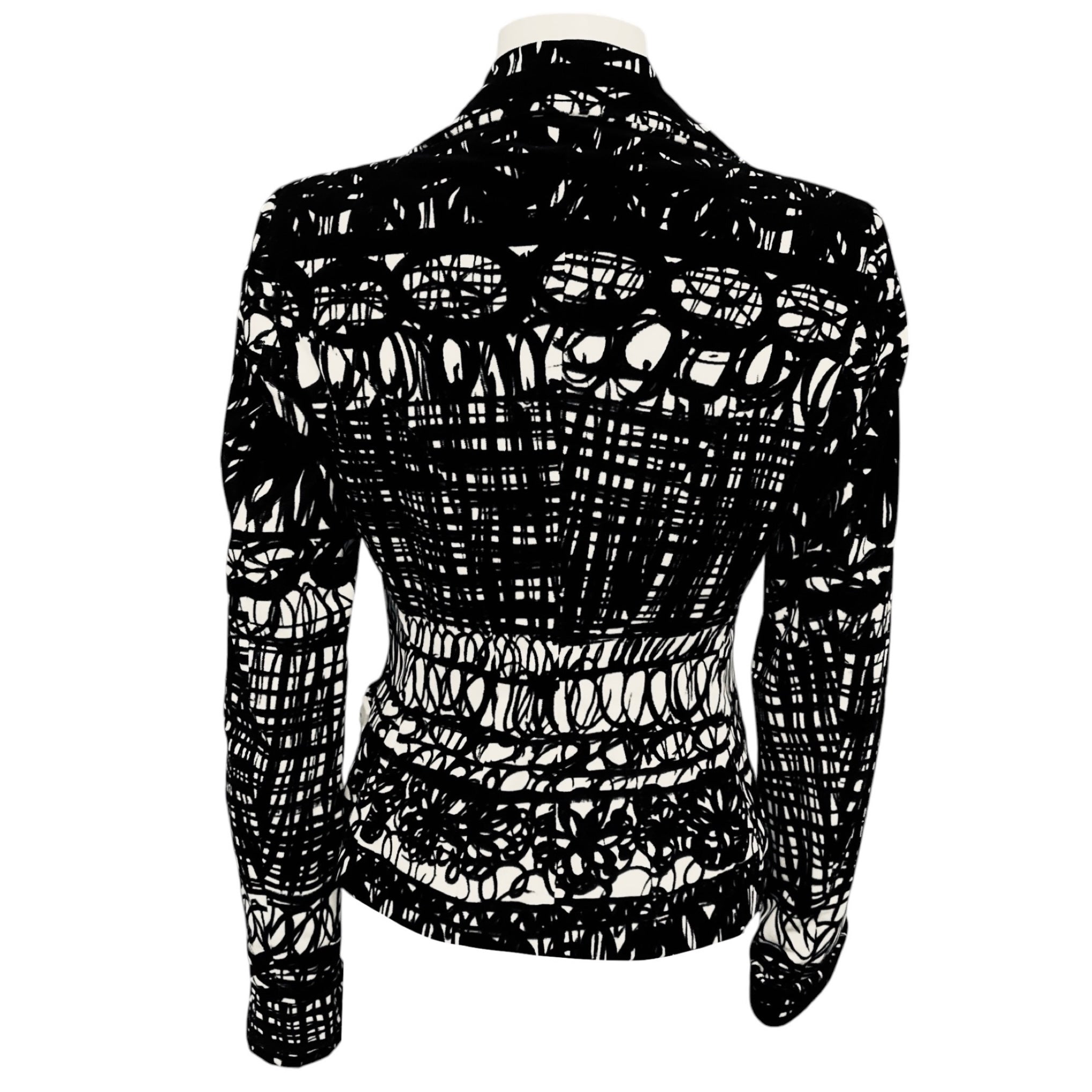 Moschino Cheap and Chic Black / White Patterned Velvet Blazer