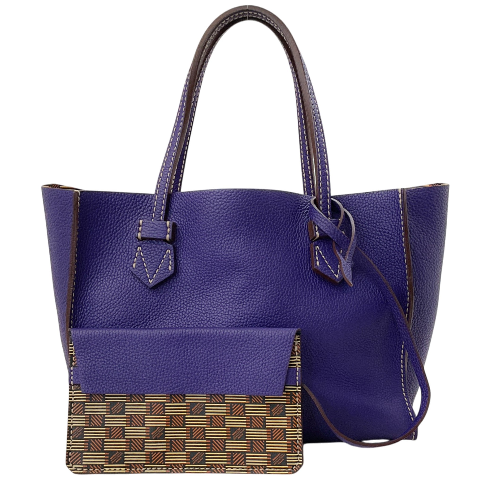 Moreau Paris Purple Calfskin Leather Brégancon Reversible Tote
