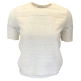 Load image into Gallery viewer, Christian Dior Ivory Crochet Detail Short Sleeved Wool Knit Pullover Sweater
