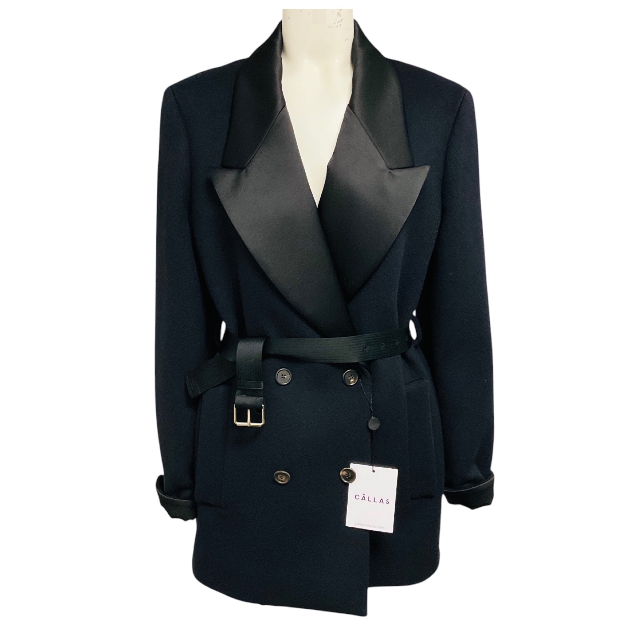 Callas Navy Vittoria Relaxed Double Breasted Tuxedo Jacket