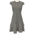 Load image into Gallery viewer, Akris Punto Beige / Black Striped Cap Sleeve Dress

