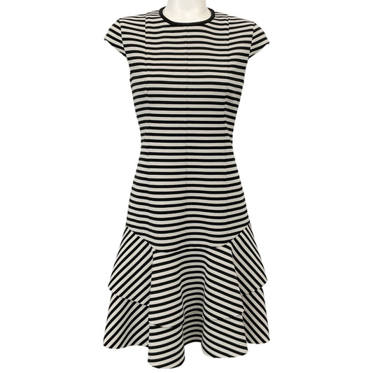 Akris Punto Beige / Black Striped Cap Sleeve Dress
