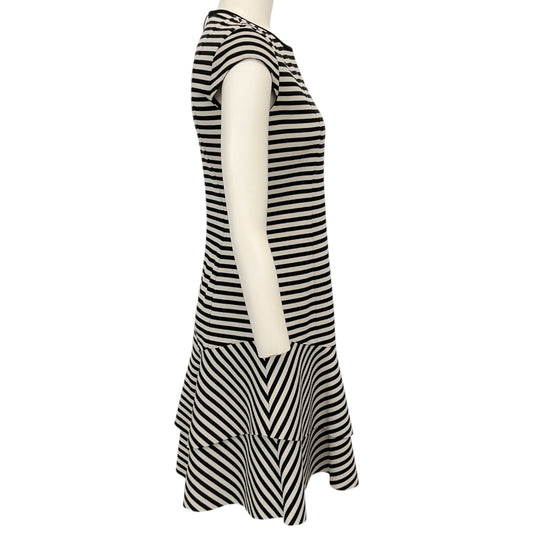 Akris Punto Beige / Black Striped Cap Sleeve Dress