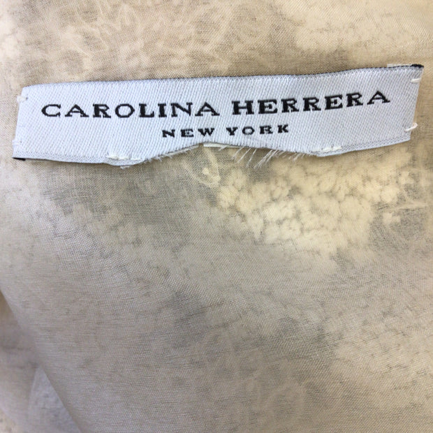 Carolina Herrera Beige Cropped Floral Embroidered Open Front Bolero