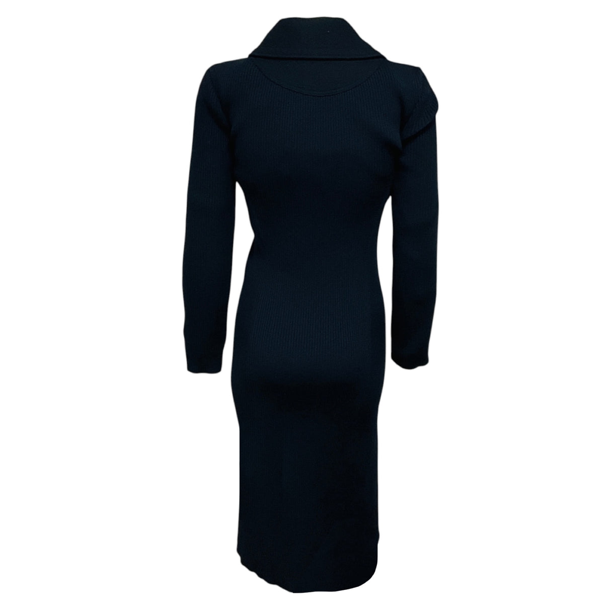 Chloe Abyss Blue Double Breasted Wool and Cashmere Coat with Wool Knit Sleeves