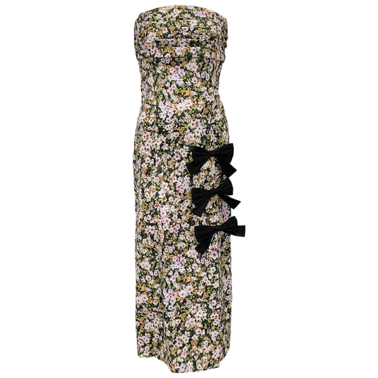 Kika Vargas Rosetta Floral Print Strapless Midi Dress
