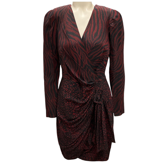 Altuzarra Black / Red Printed Long Sleeved Silk Crepe Dress