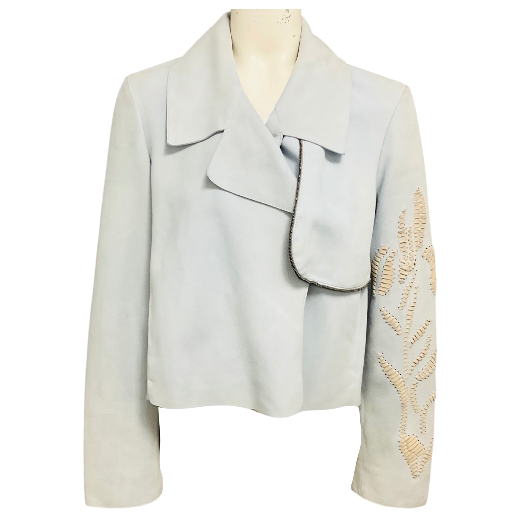 Rocco Ragni Light Blue Suede Lambskin Jacket