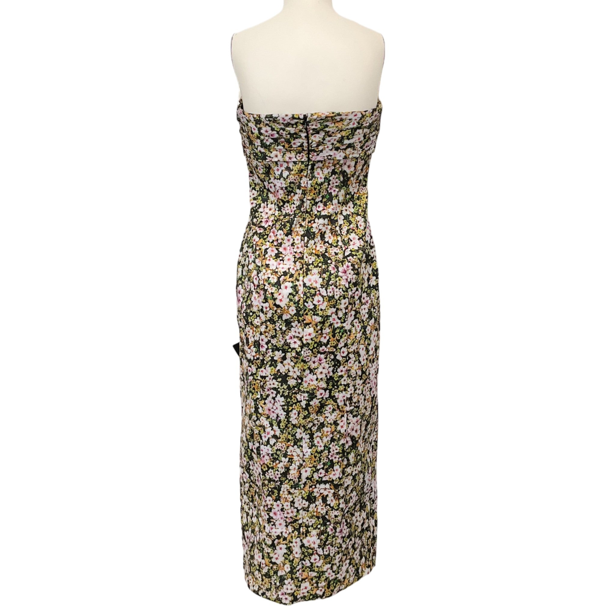 Kika Vargas Rosetta Floral Print Strapless Midi Dress
