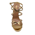 Load image into Gallery viewer, Aquazzura Gold Metallic High Heeled Leather Sandals
