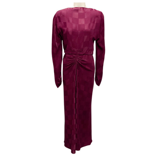 Saloni Dark Berry Checkerboard Jacquard Marta-B Dress