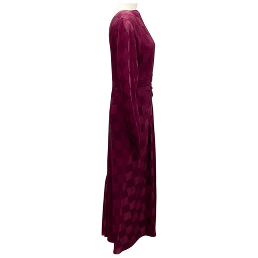 Saloni Dark Berry Checkerboard Jacquard Marta-B Dress