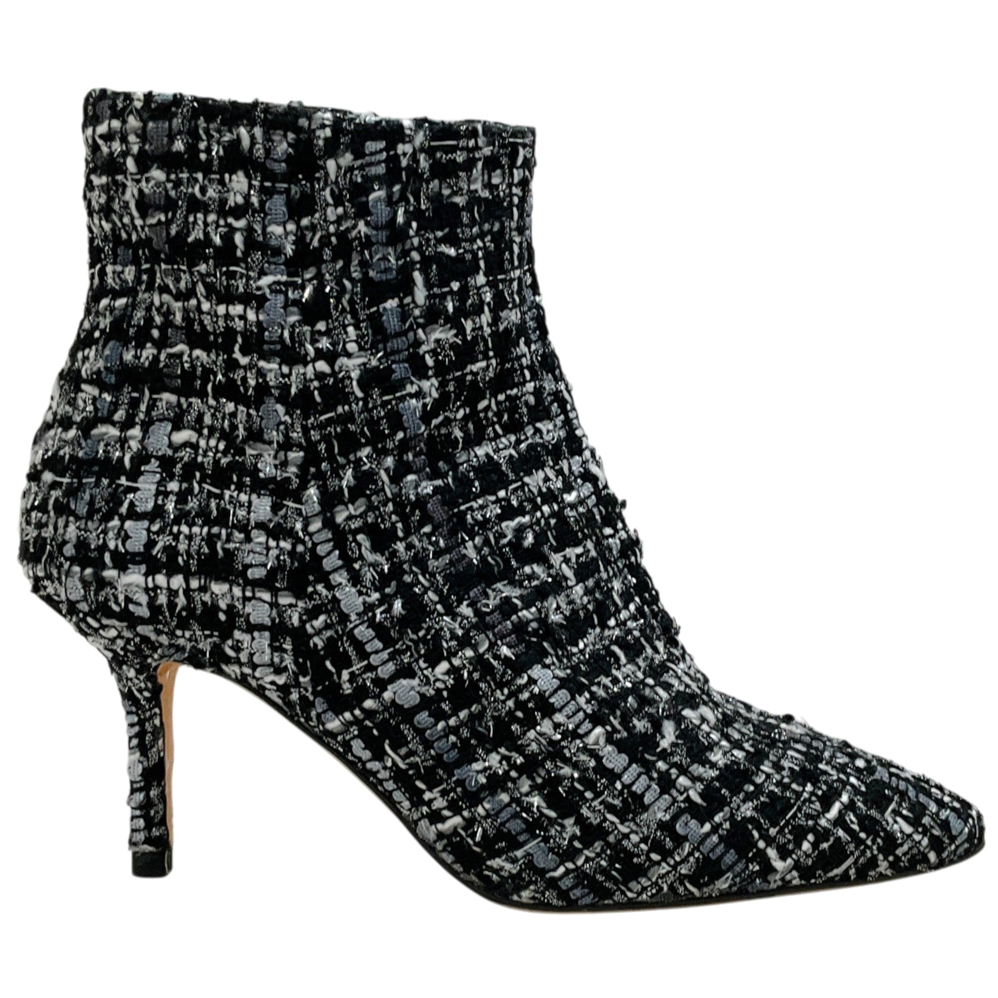 L'Agence Black Multi Tweed Aimee Ankle Booties