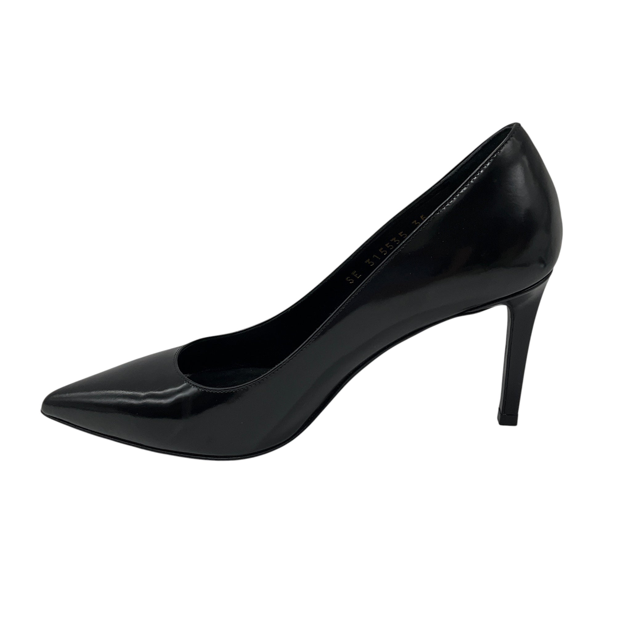 Saint Laurent Black Classic Pointed Toe Leather Pumps