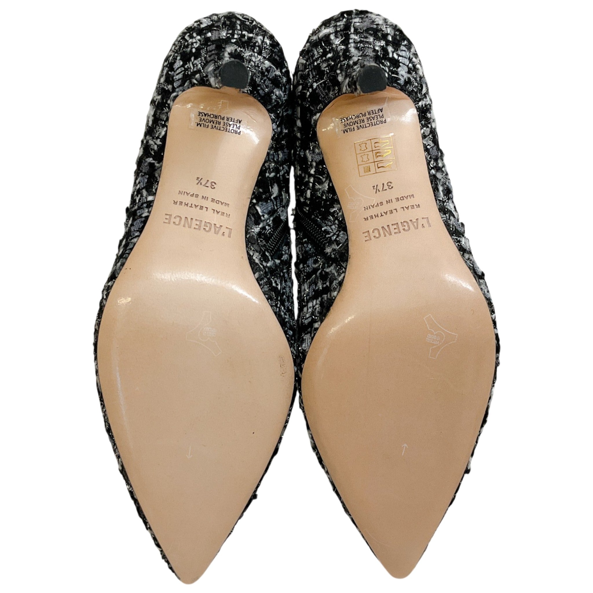 L'Agence Black Multi Tweed Aimee Ankle Booties
