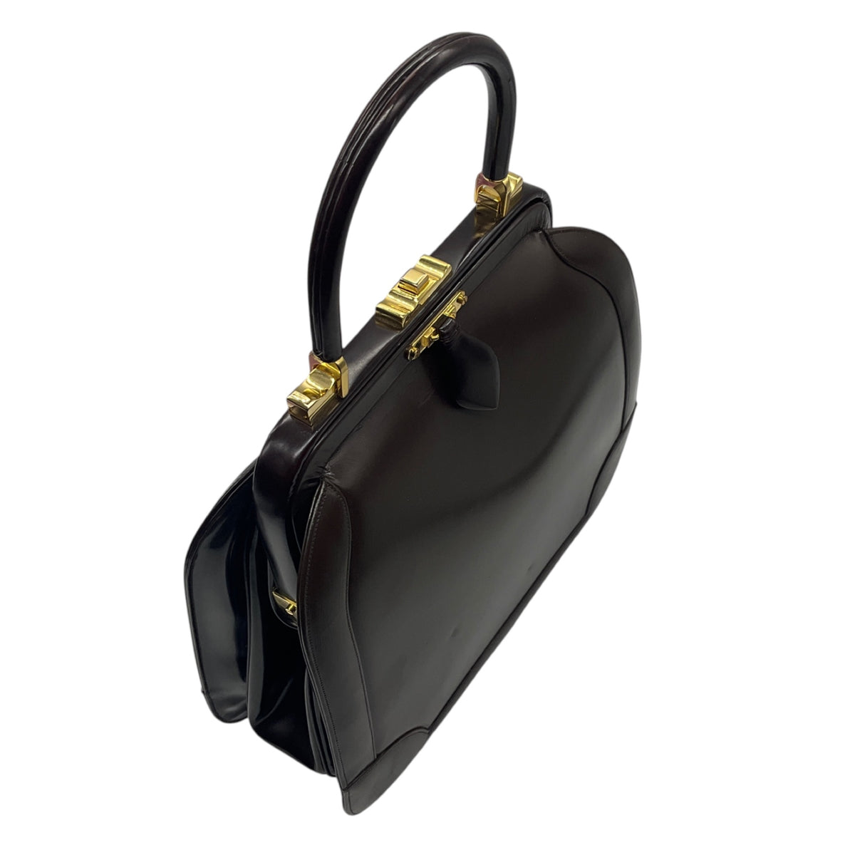 Judith Leiber Brown Leather Top Handle Bag