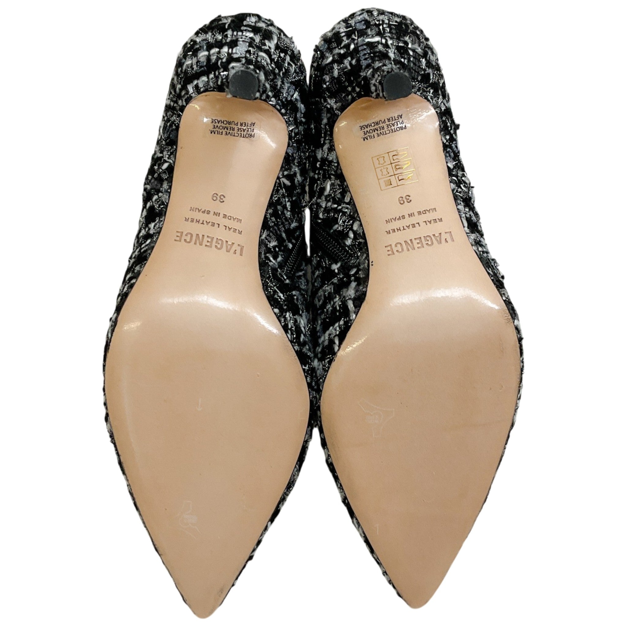 L'Agence Black Multi Tweed Aimee Ankle Booties