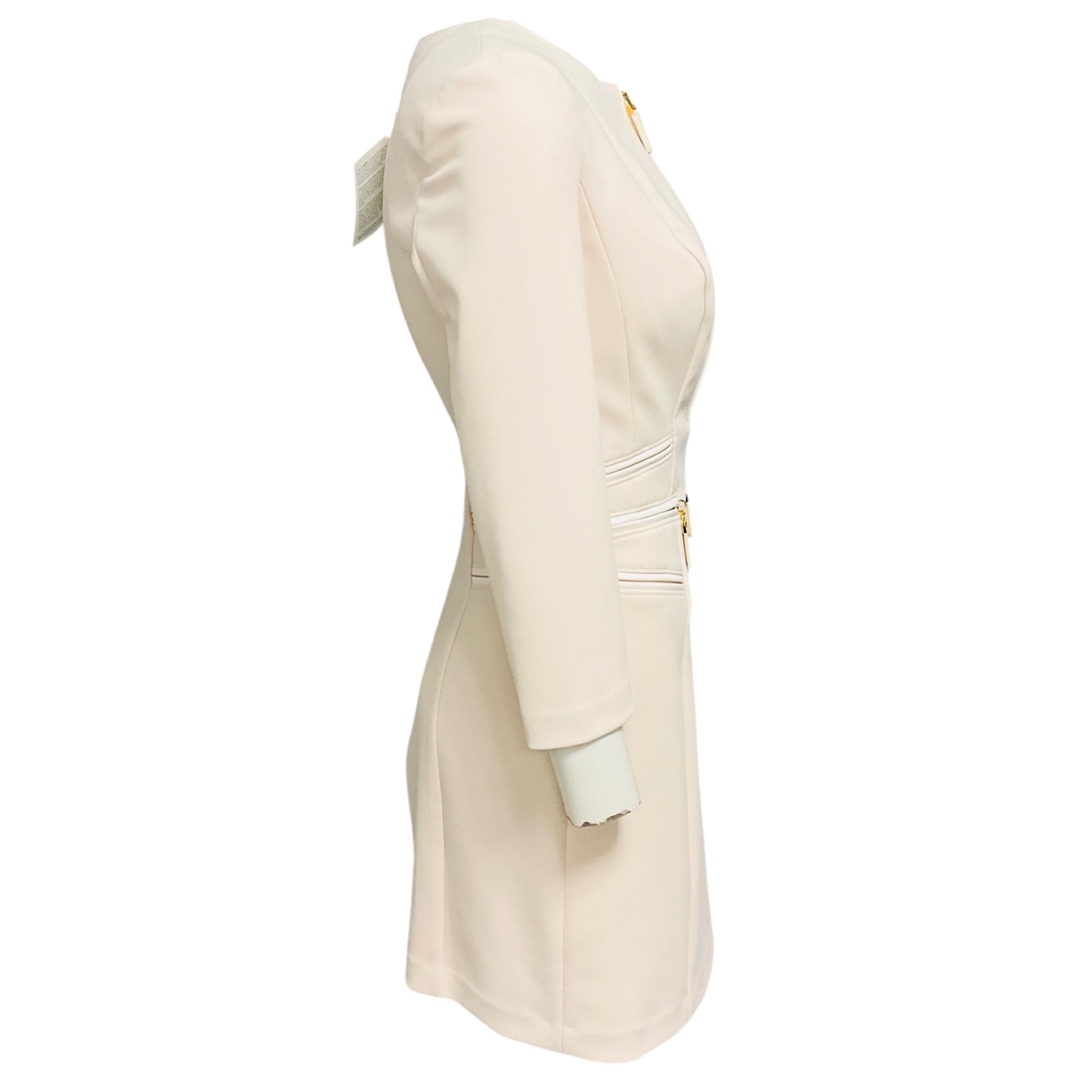 Elisabetta Franchi Milk Double Layer Crepe Zipped Dress