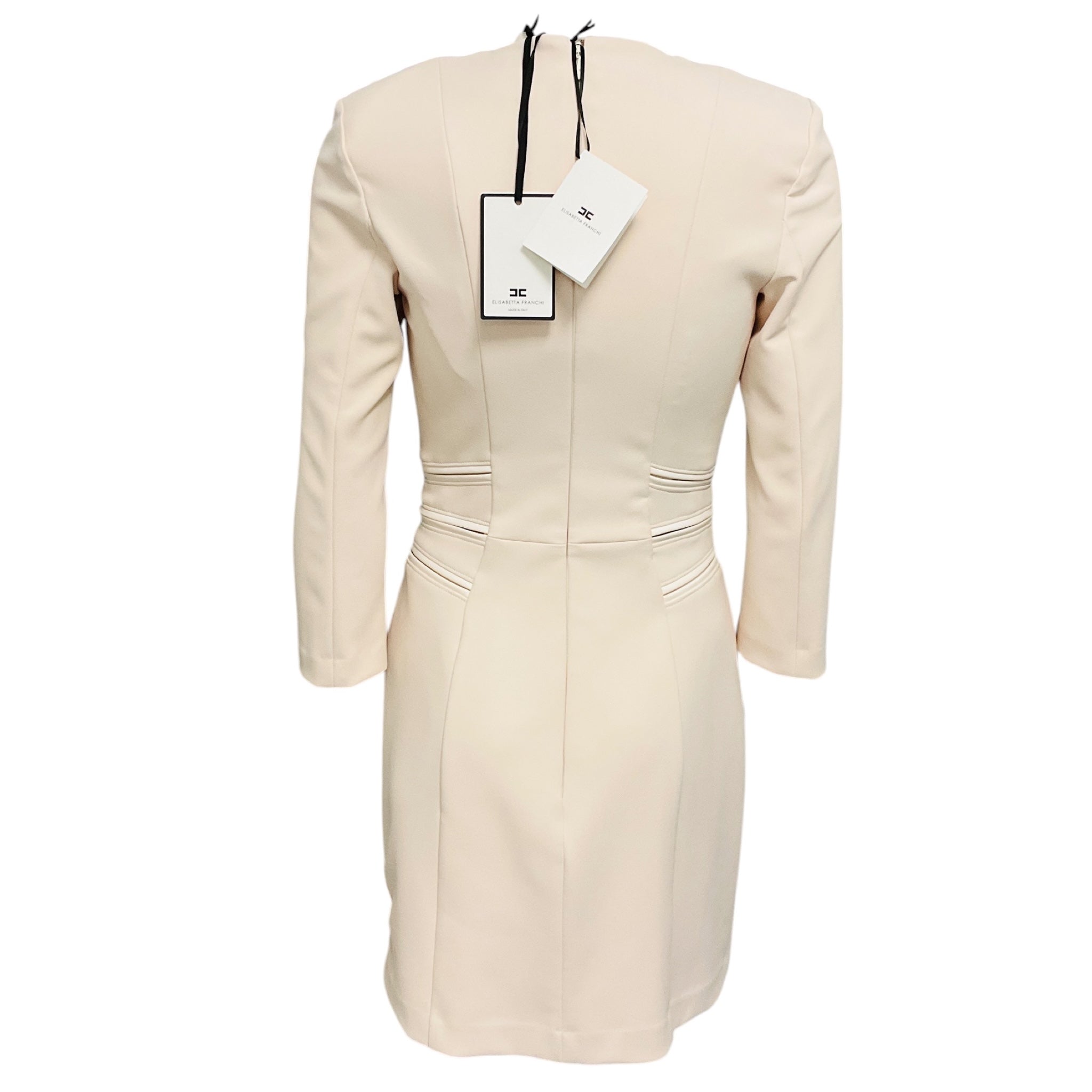 Elisabetta Franchi Milk Double Layer Crepe Zipped Dress
