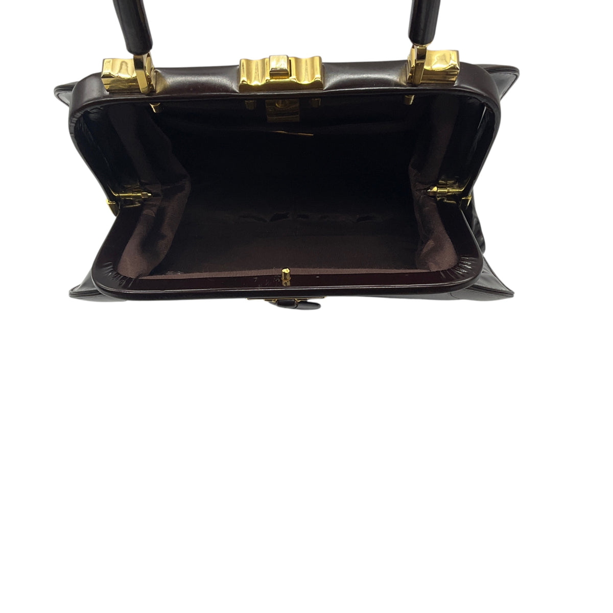 Judith Leiber Brown Leather Top Handle Bag