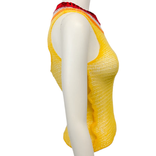 Marni Yellow Wool Open Knit Sleeveless Sweater