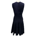 Load image into Gallery viewer, Alaia Navy / Black Lattice Detail Sleeveless V-Neck Flared Chenille Knit Dress
