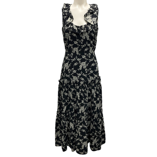 Co Black / Ivory Fall Winter 2018 Sleeveless Ruffled Neckline Dress